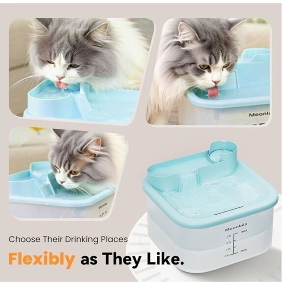 NEW Meonlala Cat Water Fountain 68 oz 2L Ultra Quiet Continuous Flow - Picture 5 of 12